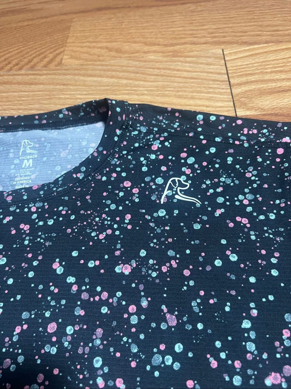 Rhoback Black Splatter Print Blitz Tech Short Sleeve Tee Medium - Picture 2 of 7